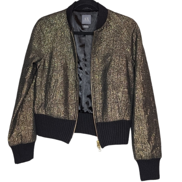 Armani Exchange wool blend gold metallic jacket - Picture 3 of 17